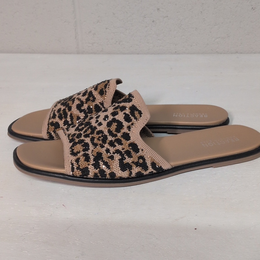 Kenneth Cole Reaction Women's Warmth Slide Flat Leopard Knit Sandal Size 9 NWOT - Picture 7 of 7